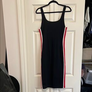 Black Dress with Red and White Stripes